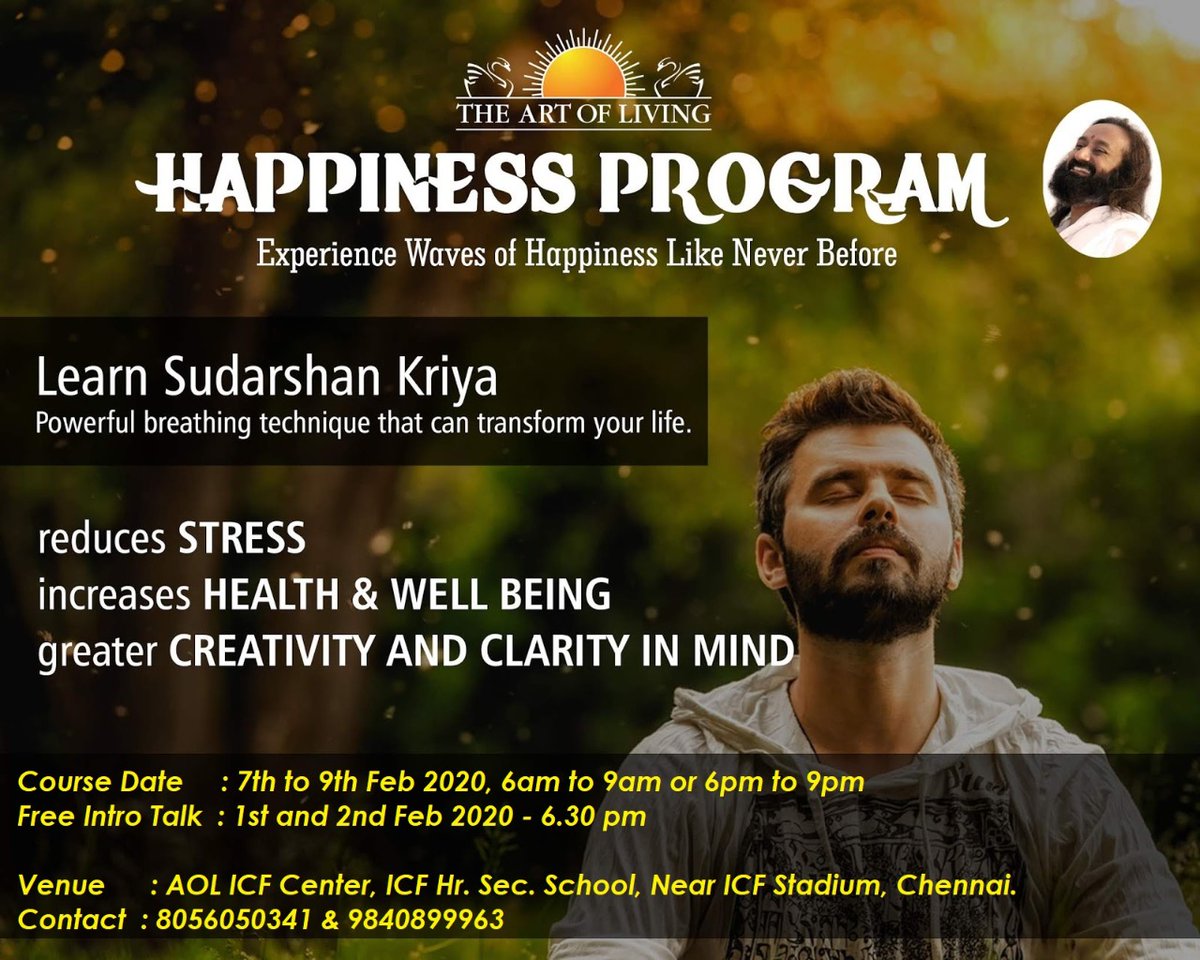 Happiness Program @artoflivingicf
Chennai. @tamilsrisri