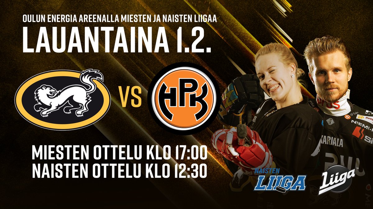 OulunKarpatFi's tweet photo. Tuplapelipäivä Raksilassa! 😎

@KarpatNaiset kohtaa HPK:n kello 12:30 alkavassa ottelussa, ja miesten Liigan ottelu käynnistyy kello 17:00!

Tervetuloa Raksilaan kannustamaan Kärpät voittoon!

#Liiga #Kärpät #KärpätNaiset #LiigaNaiset https://t.co/8fWj2C4xx4