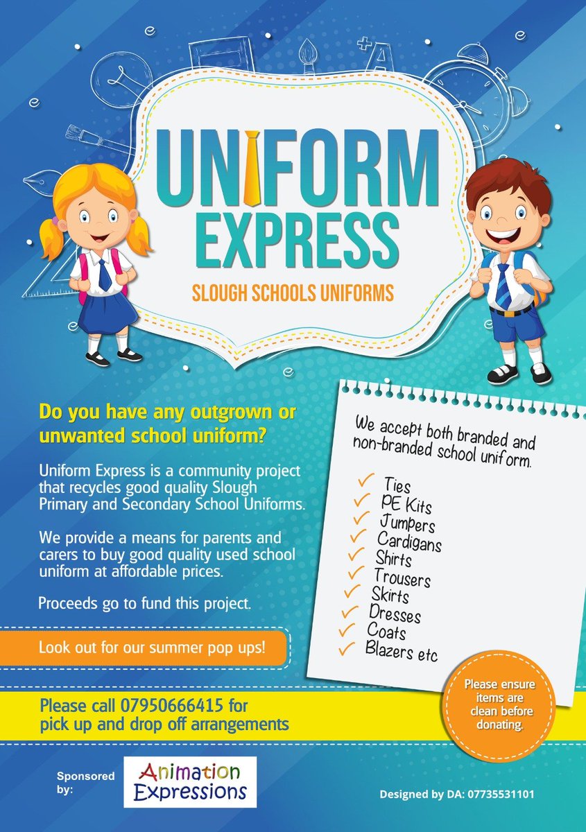 AnimationExp's tweet photo. Uniform Express no longer operate at Home on the High Street. Uniform purchase and drop off arrangements can still be made by phone. https://t.co/cDi1BZJH6g