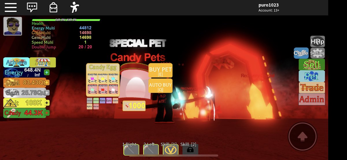 SNooblox's tweet photo. Event ending in 47 hours! Get Candy and then buy Boost!! You can store candy in your bag after the event!
イベント終了まであと47時間!キャンディーをゲットして、ブーストやペットを買おう!イベント後もキャンディでブーストできるよ!
#Roblox #RobloxDev #EnergySimulator #ロブロックス https://t.co/hNPTunPeo4