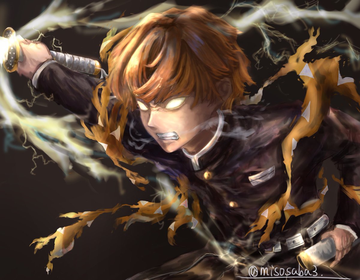 ট ইট র みそさば イラスト依頼ください W 雷の呼吸 漆の型 火雷神 善逸描きました イラスト 鬼滅の刃 我妻善逸 アイビス