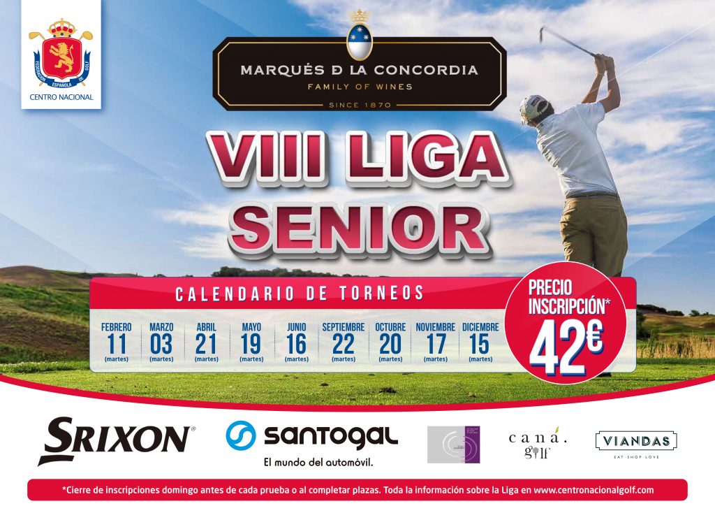 8ª Edición de la Liga Senior 
Un año mas seguimos con la misma ilusión que nos dais año tras año
1ª prueba 11 de Febrero
Mas informacion en nuestra Web o Caddymaster
Marques de la Concordia 
#cngtorneos #cngmadrid #golf #ligasenior #octavaedicion