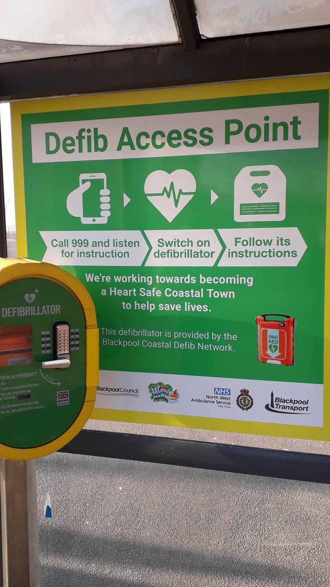 If you're out and about today and fancy a bracing walk on Blackpool's promenade look out for these in the tram shelters!
From the <a href="/SandcastleWater/">Sandcastle Waterpark Blackpool</a> up to the Metropole Hotel you will see these Community Public Access Defibrillators (CPAD)
There, ready to save a life 
#savealife