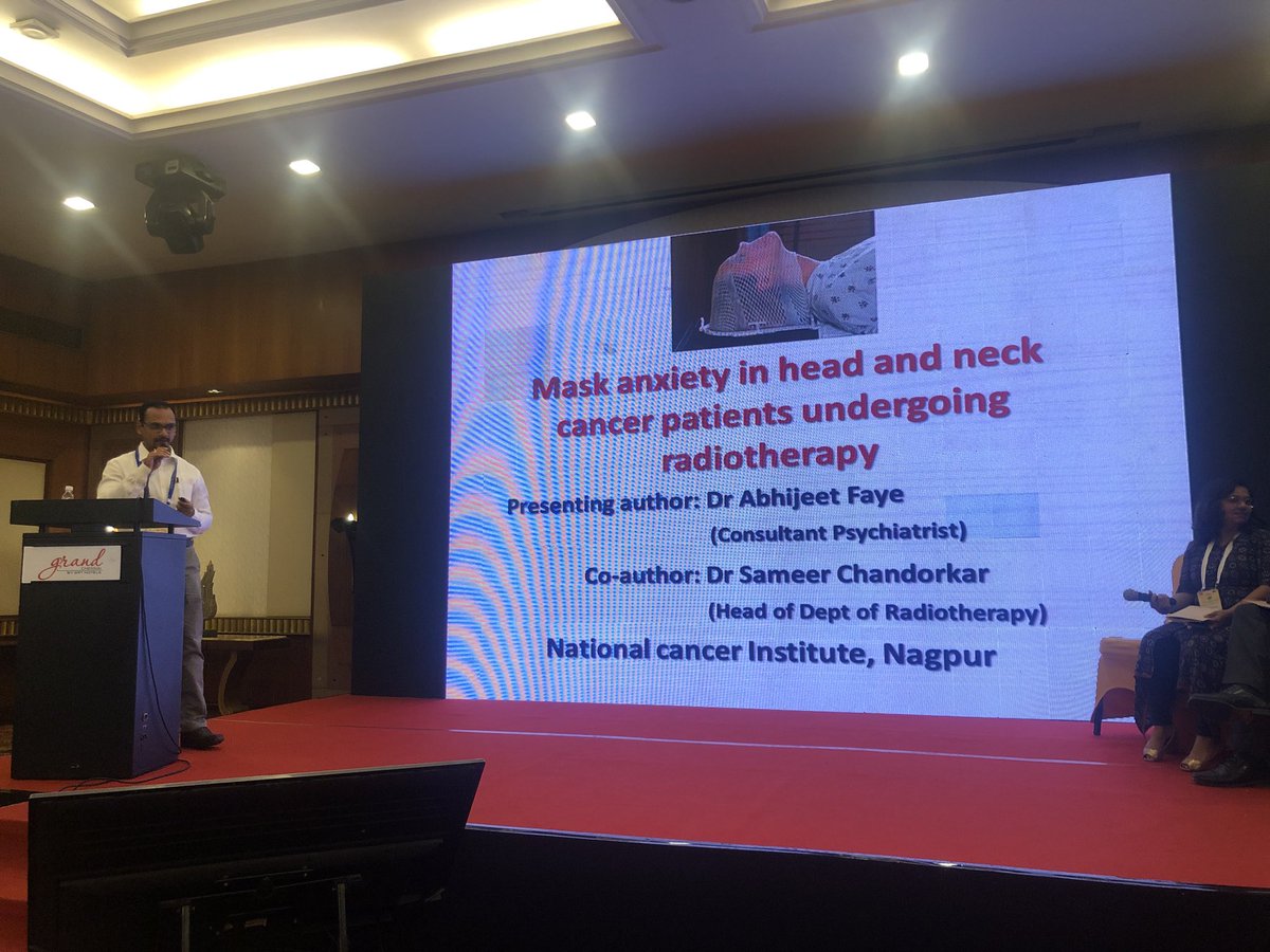 hagsie's tweet photo. Dr Abhijeet Faye presenting results of 4 case studies on #MaskAnxiety in #HNCSM #IPOSAcademy #India #Chennai @IPOSPsychoOncol @beyondfiveorg @JulieMcCrossin https://t.co/IJm2X5QjIk