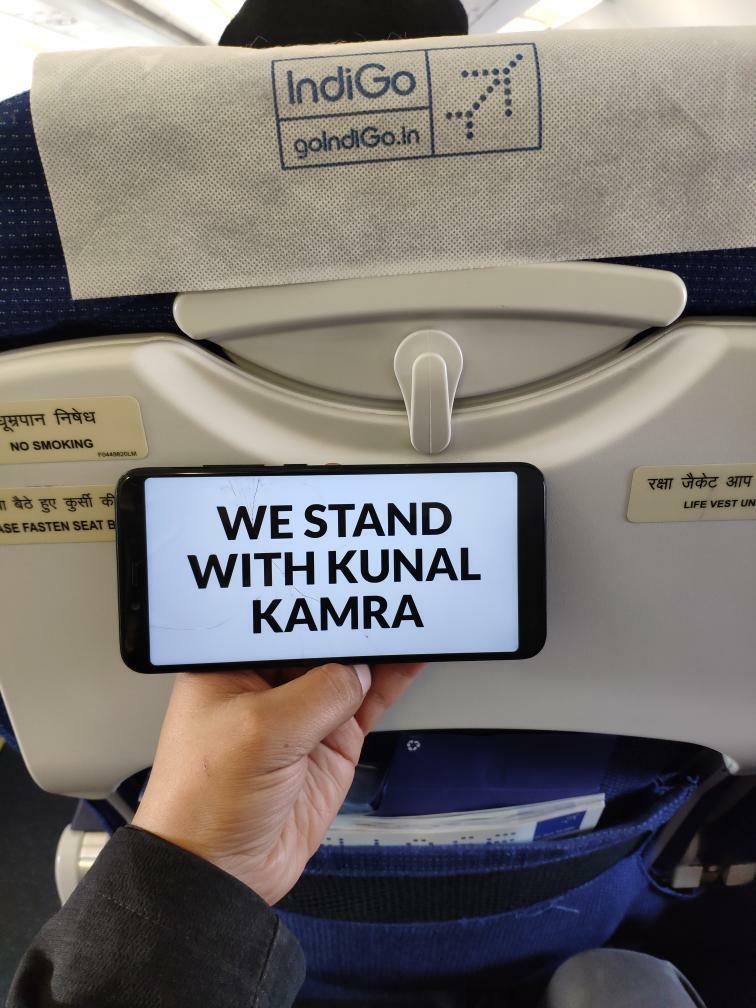 ttokashmir's tweet photo. We stand with Kunal mobile posters in indigo flights . 
#BoycottIndigo 
#westandwithkunalkamra
#KunalKamra https://t.co/ELdvMe9sdw