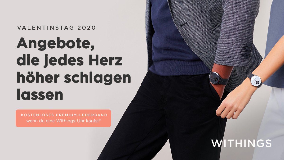 #Valentinstag ✨ Für eine begrenzte Zeit gibt's ein kostenloses Premium-Lederband wenn du eine Withings-Uhr kaufst—rund um den Tag der Liebe: bit.ly/2S5SDYV
