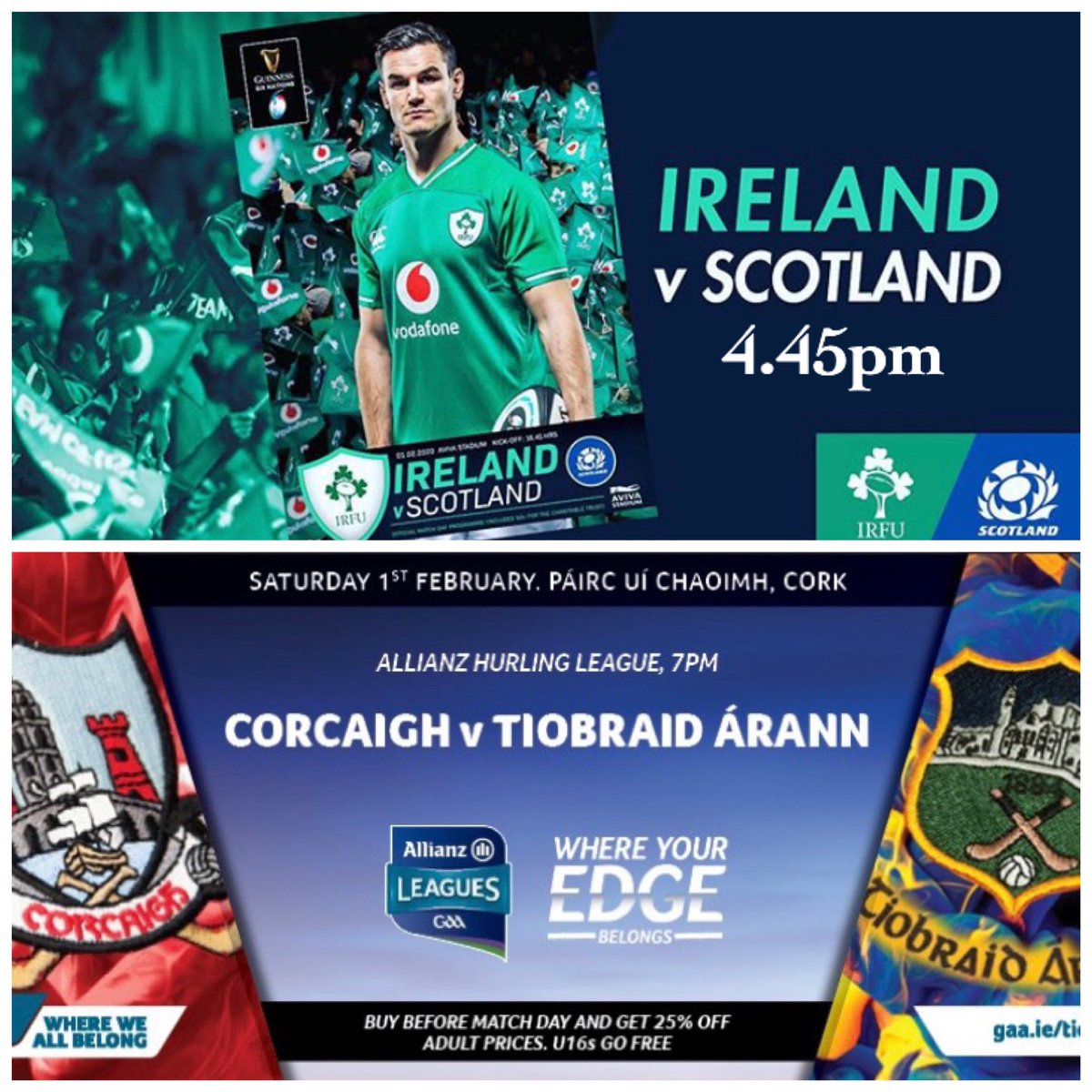 McsBarTheStand's tweet photo. 🏉⚾️ SATURDAY SPORTS 🏉⚾️
Both games shown live here @McsBarTheStand, finger food at half time #coybig🍀🇮🇪 #TippTippTipp 
Music 10.30pm ‘Outa Diesel.’ https://t.co/hZr3qTc3va