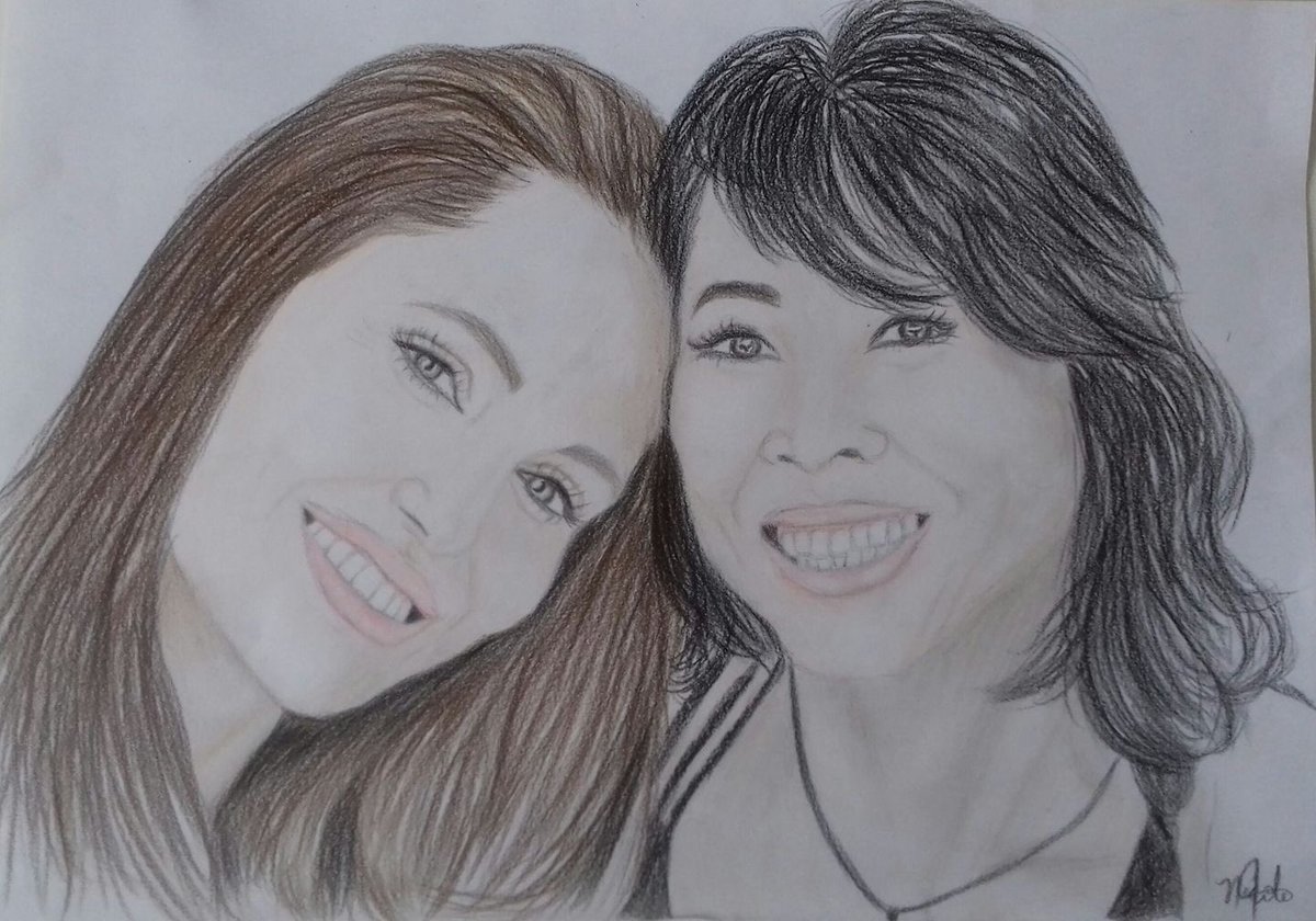 Two wonderful women!! The most beautiful friendship #AngelinaJolie #Loungung 2016 drawing @UngLoung