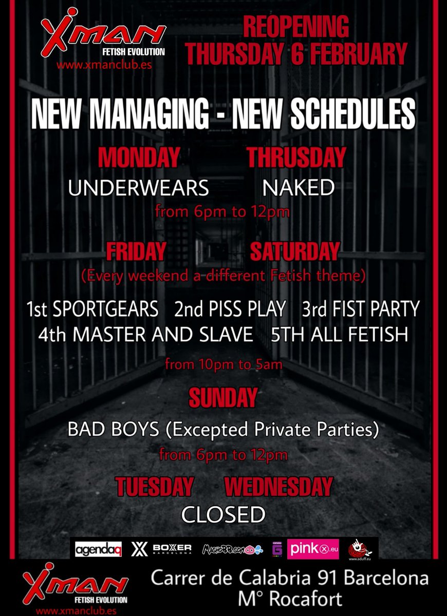 rawfuckklub's tweet photo. ALEJANDRO CHUS, EX PORNSTAR #ADUFF IS THE NEW MANAGER OF XMAN CLUB BARCELONA. SCHEDULED REOPENING FEBRUARY 06 FROM 6 PM. THURSDAY FEBRUARY 13 FEB. HE INVITES US TO THE INAUGURATION WITH THE EXCEPTIONAL PRESENCE OF THE VERY TALENTED @coralstar_es AND DJ JOJO SAN MARTIN https://t.co/1ZxuO9wM4n