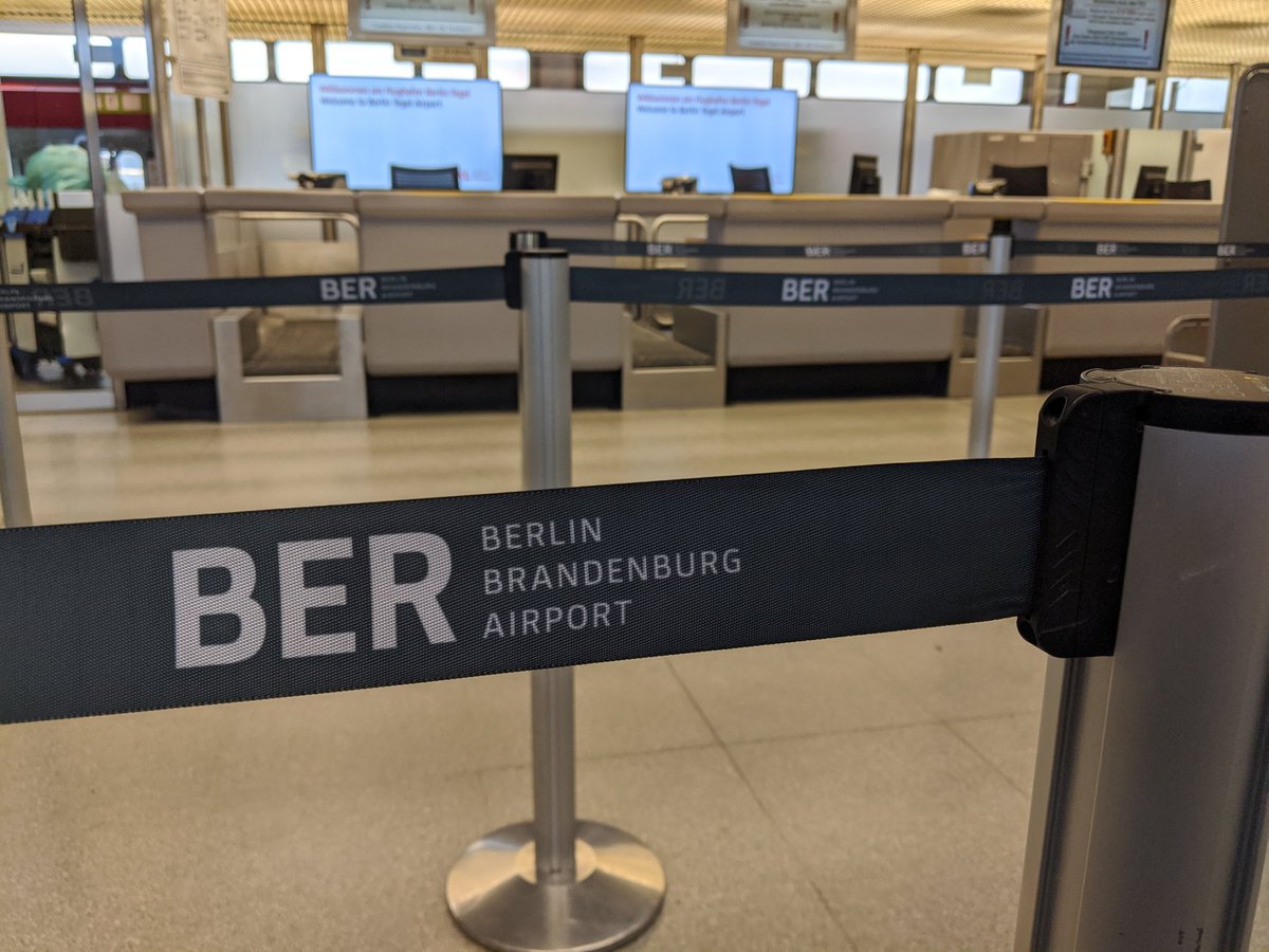 Barriers saying BER Berlin Brandenburg Airport