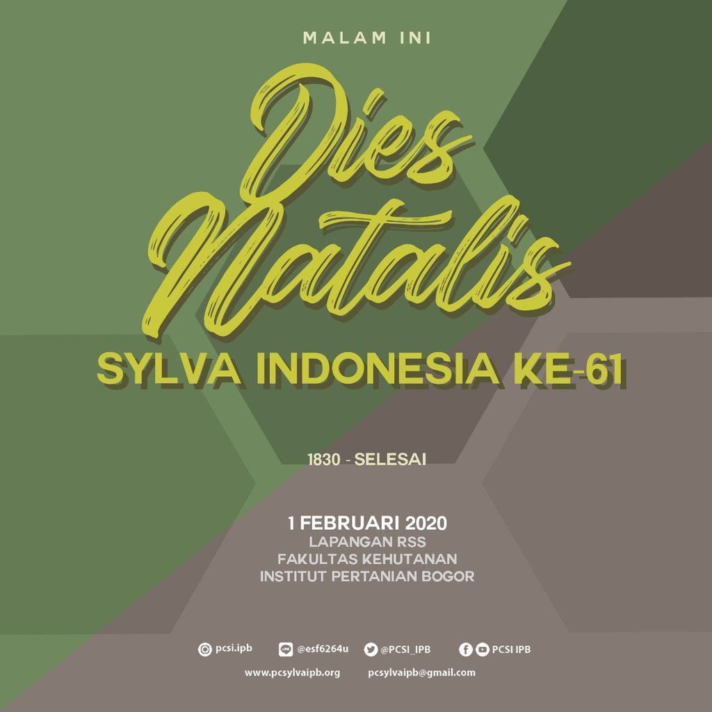 PCSI_IPB's tweet photo. [DIES NATALIS]

Sylva Indonesia merupakan ikatan mahasiswa kehutanan di seleruh Indonesia yang berdiri sejak 30 januari 1959. Kini Sylva Indonesia telah mencapai usia ke-61 tahun. Semoga kedepannya Sylva Indonesia Bisa semakin jaya lagi. 

Salam Rimba!!! https://t.co/bl7NBNsGTD