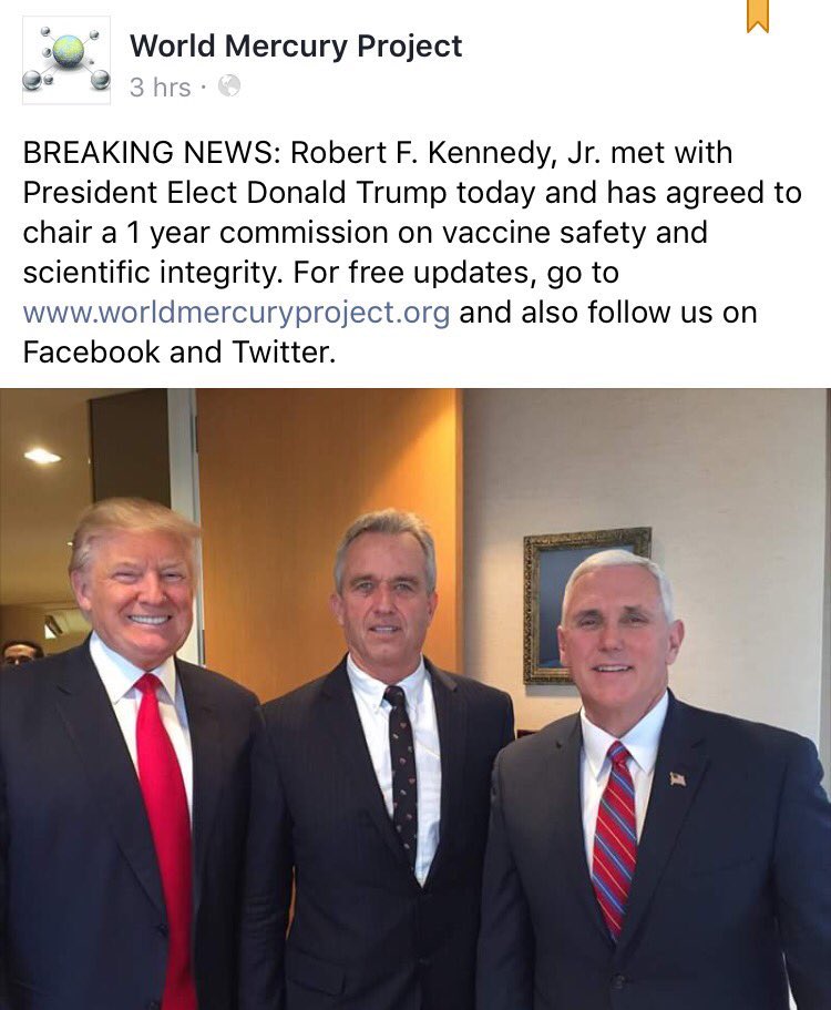 Immediately after RFK Jr announced his acceptance to chair the commision on vaccine safety and scientific integrity, the Pharma/Microsoft/Gates Foundation bought media began its typical attacks on Trump.  https://twitter.com/2ndfor1st/status/818986434170220544?s=21