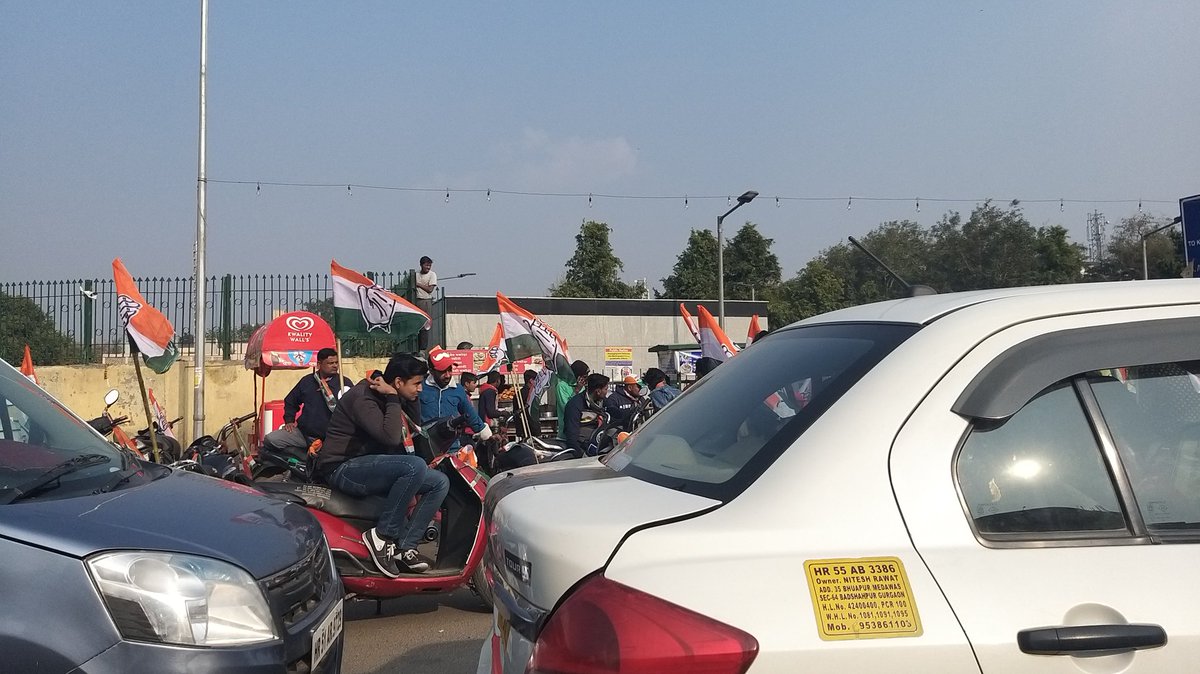 bhavmal's tweet photo. @dtptraffic traffic is standstill near nehru enclave metro station due to Congress rally. They have blocked more than half road both sides. https://t.co/5tmpxweP8J