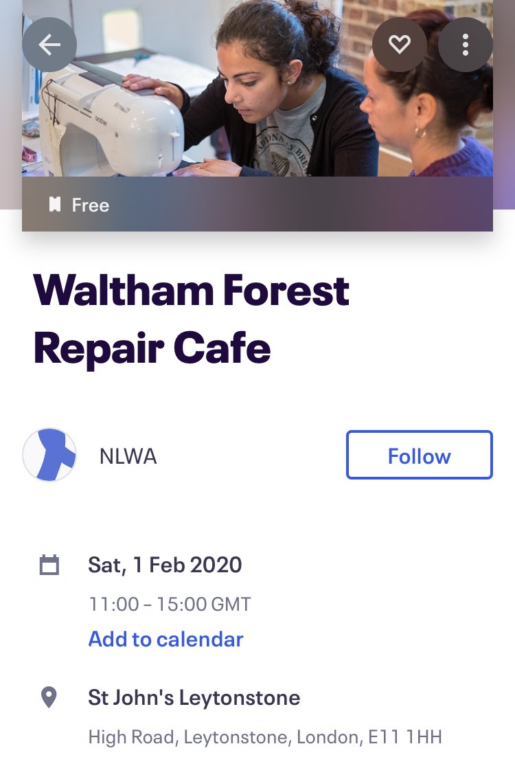 Today sees us in Leytonstone in East London at St John the Baptist Church from 11am-3pm to help you fix up your clothes. Nothing to fix? Come along and learn to patch, stitch and darn with us. #WalthamForestRepairCafe