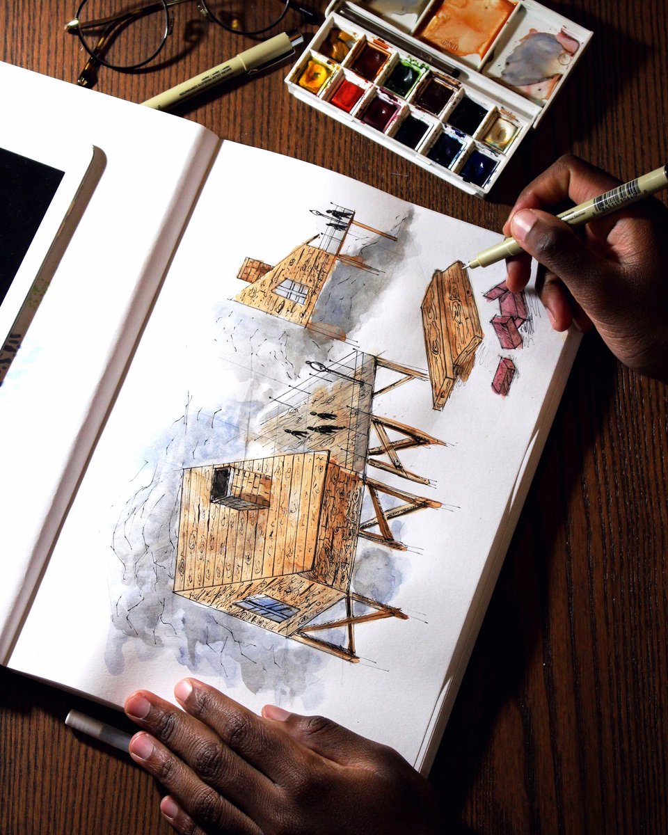 aazizaljassim's tweet image. Just studying & designing small house on top mountain's 🗻🏠.  #designarchitecture