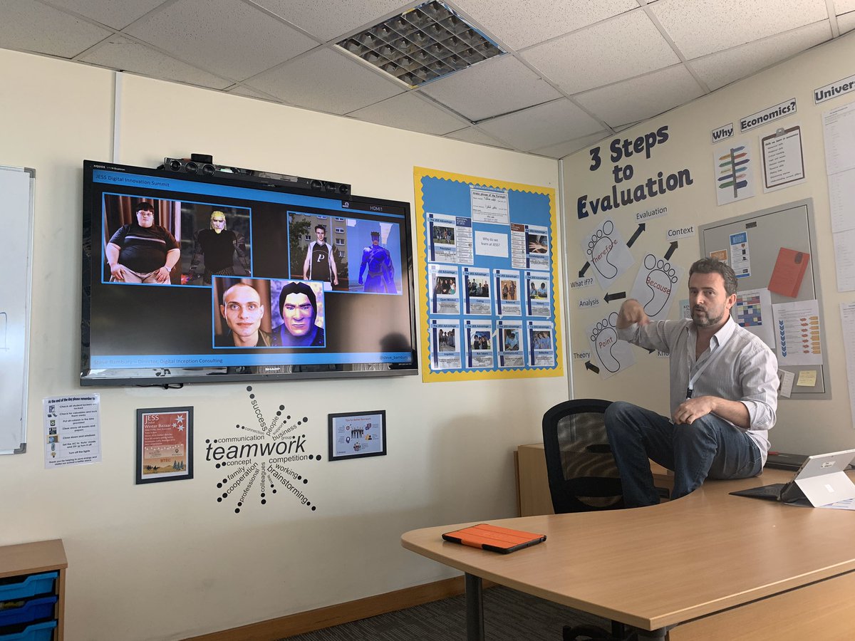 ICTEvangelist's tweet photo. @steve_bambury echoing previous conversations about when science fiction becomes science fact with examples from The Matrix (21 years old! 😱) linking time #vSafety #edtech #elearning #edutwitter #JESSsummit https://t.co/4TxZUeiXcn