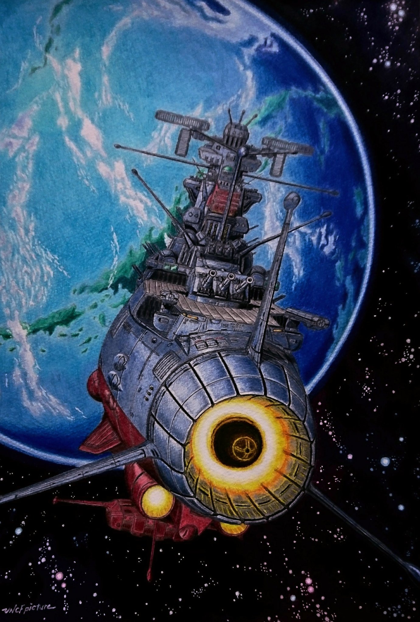 国連宇宙軍 三等宙尉 遥かなる約束の地 16万8000光年の彼方 イスカンダルに辿り着いたヤマトを描きました 宇宙戦艦ヤマト2199 Yamato2199 三等宙尉のイラスト 色鉛筆 T Co Igayosaeyl Twitter