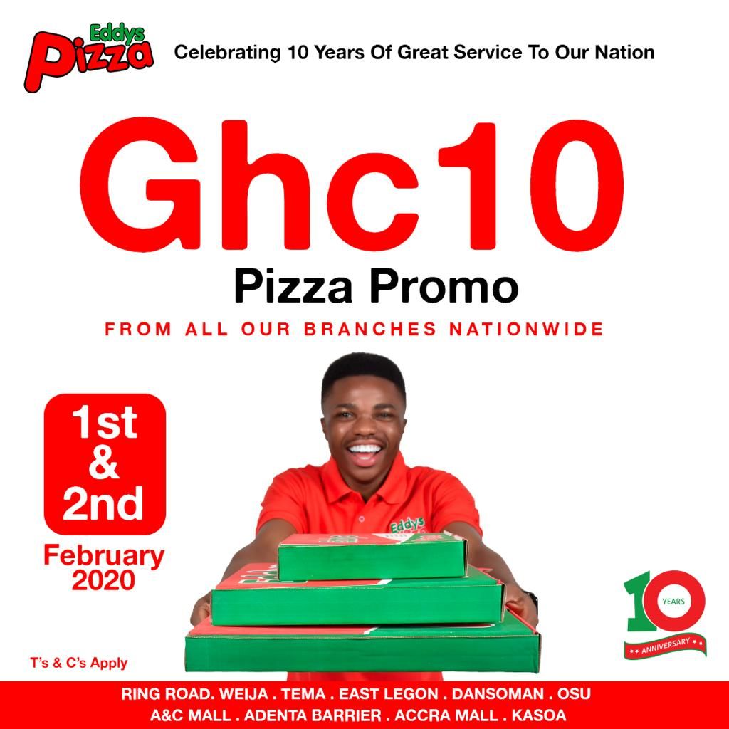 eddyspizzaghana's tweet photo. It's happening today and tomorrow, Ghc 10 pizza across all our branches. Don't miss out
#EddysPizza #Wichbuger #FebruaryFever #Ghc10Pizza https://t.co/TEyAZZmVeP