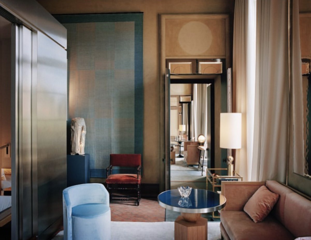 A masterful color palette in this room from @lecoadic_scotto_architecture. Photo by <a href="/francoishalard/">Halard francois</a>.