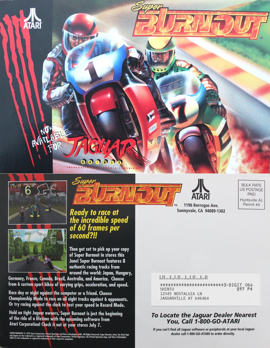 shinto314's tweet photo. The next episode of the Jaguar Game by Game Podcast will be all about Super Burnout!  Do you have any thoughts, opinions, or memories of this fast-paced racing game?  Reply here, and I'll include your feedback in the podcast.  Thanks! https://t.co/TFjKiipj0h