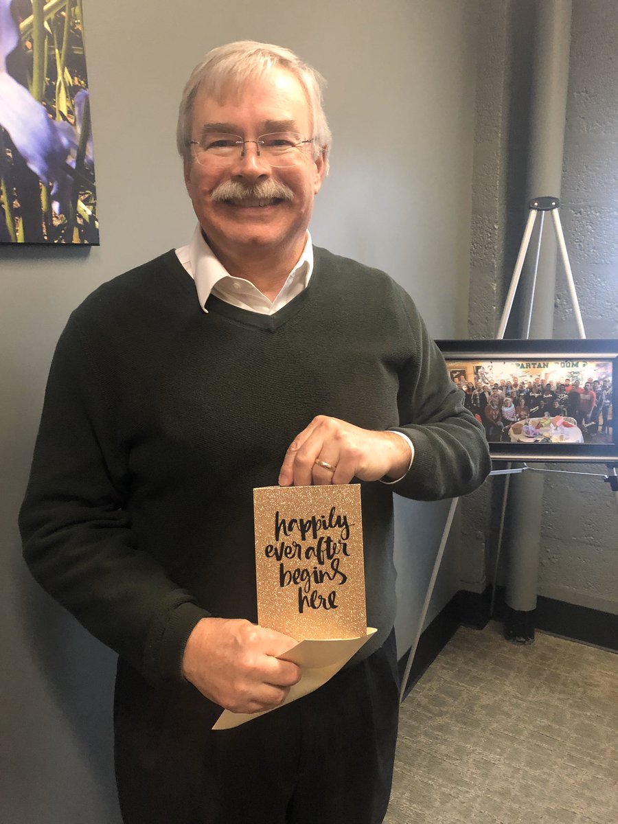 YesimAskin's tweet photo. What do you do when one of your favorite employee retires? Get him a wedding card π @MarkTerryMSU #TechatMSU #lifegetstougher https://t.co/XHxDer8foD