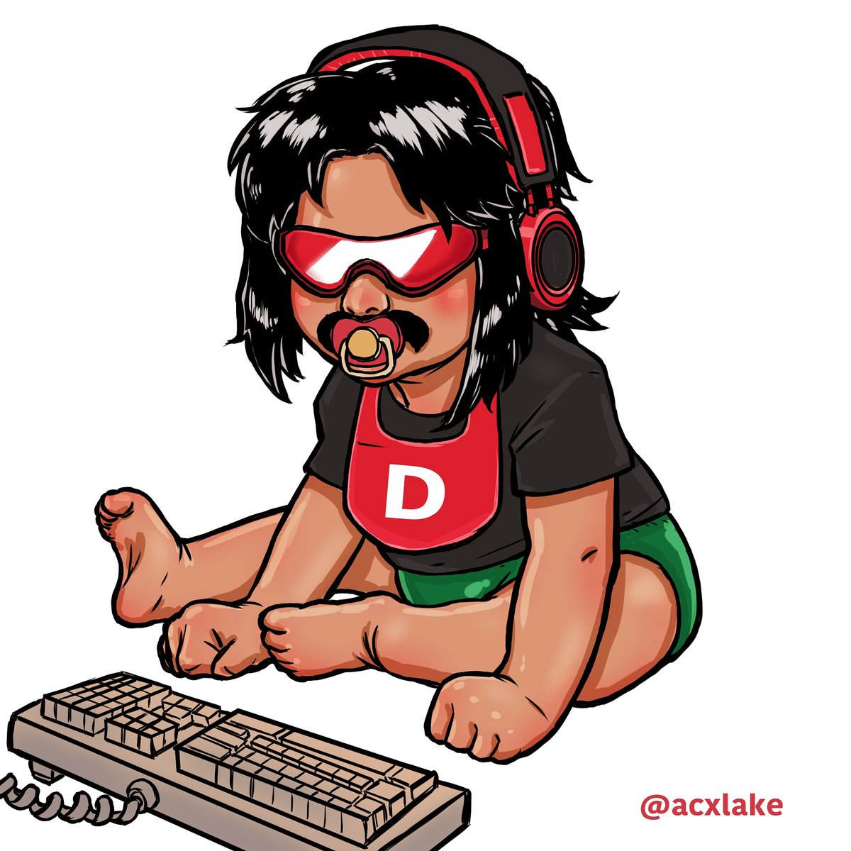 acxlake's tweet photo. Baby Disrespect. Even the greats start out small 😊 @drdisrespect #art #digitalart #drdisrespect #twitchart #acxlake #clipstudiopaint #wacom #fanart https://t.co/nS41kf2LTg