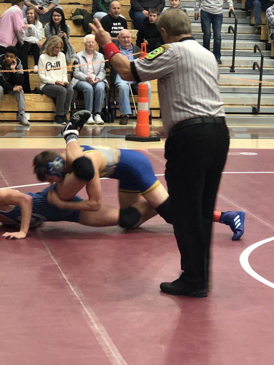 At wrestling Sectional this morning.   Josh Miles is on the mat.  Good Luck to all of our guys.  Colten Stegner just got a win at 113 over New Castle.