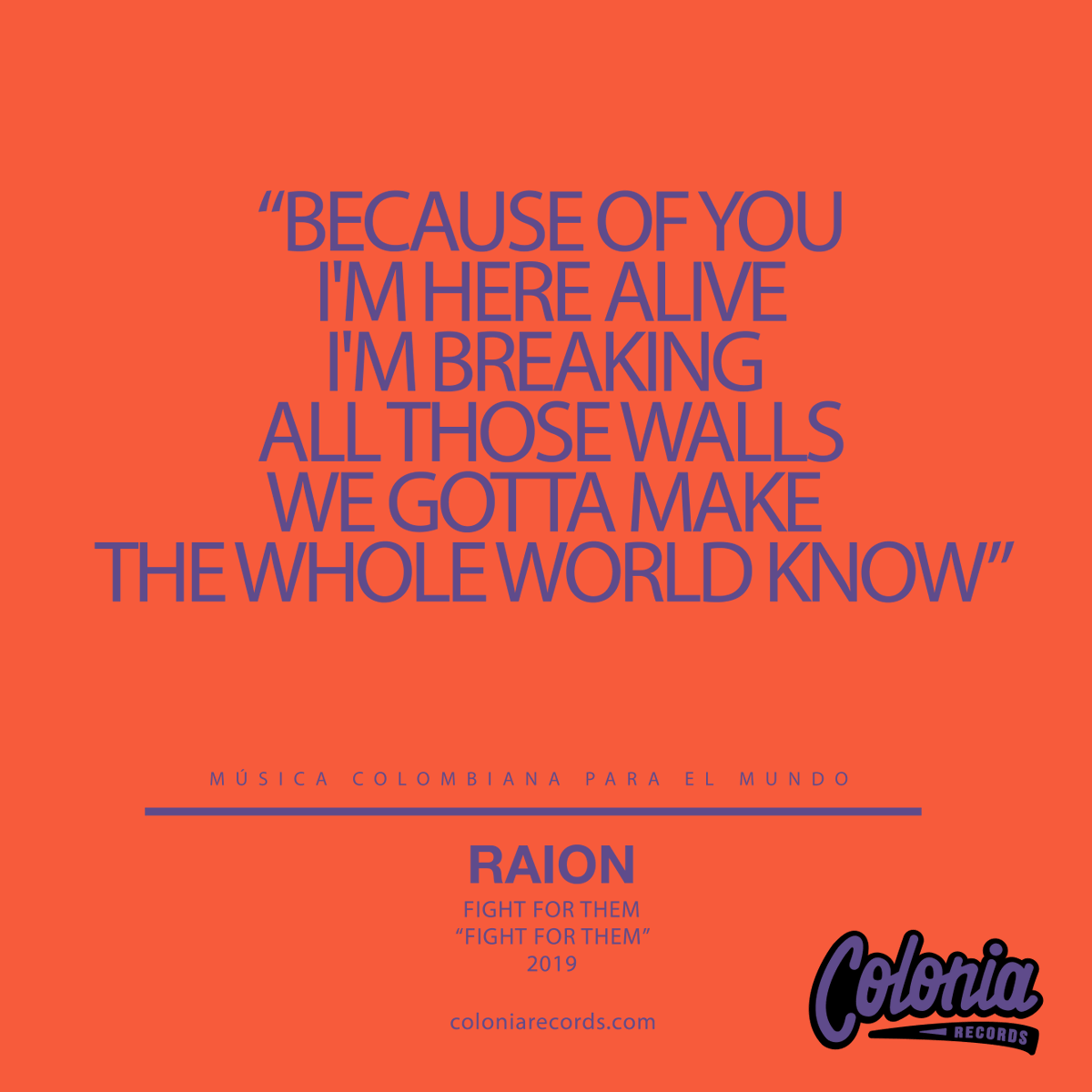 ColoniaRec's tweet photo. Y tú ¿por qué luchas?
@RAION_MUSIC

#SomosColonia #SomosMúsica #MúsicaColombianaParaElMundo https://t.co/8vlLruspuS