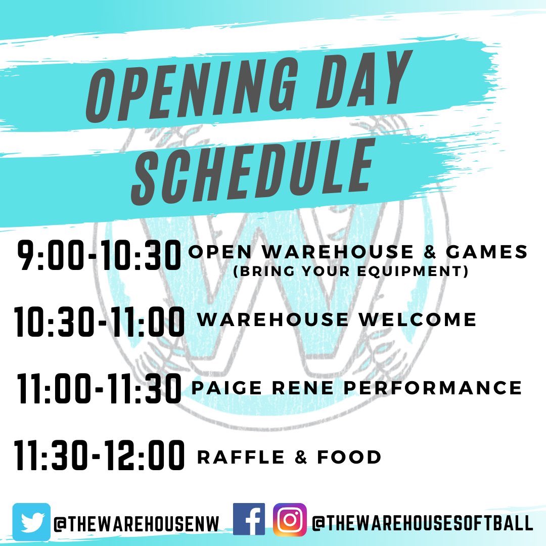 Today’s schedule! Make sure to be here for the raffle! Big items: choice of your own Easton bat and choice of your own Easton glove