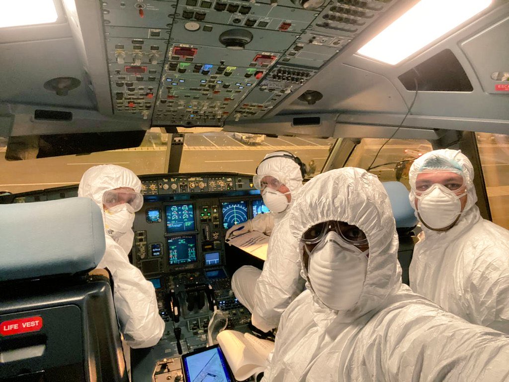 RamanDCFernando's tweet photo. All respect to the crew of @flysrilankan that flew our students out of Wuhan City back home to safely. 

(Image: @flysrilankan)

#CoronaVirus https://t.co/GKxUg7Rx8J