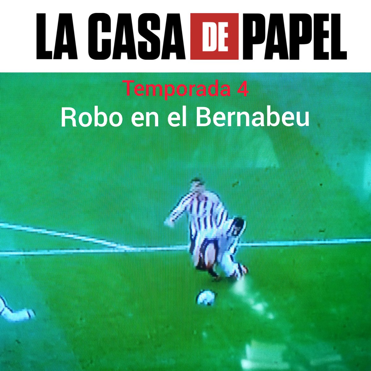 Futre's tweet photo. El robo del penalti de Casemiro a Morata ha sido tan grande que lo van a usar para la nueva temporada de La Casa de Papel. FLIPO que el VAR no diga nada. #RealMadridAtleti https://t.co/QyxNW2Q9WY