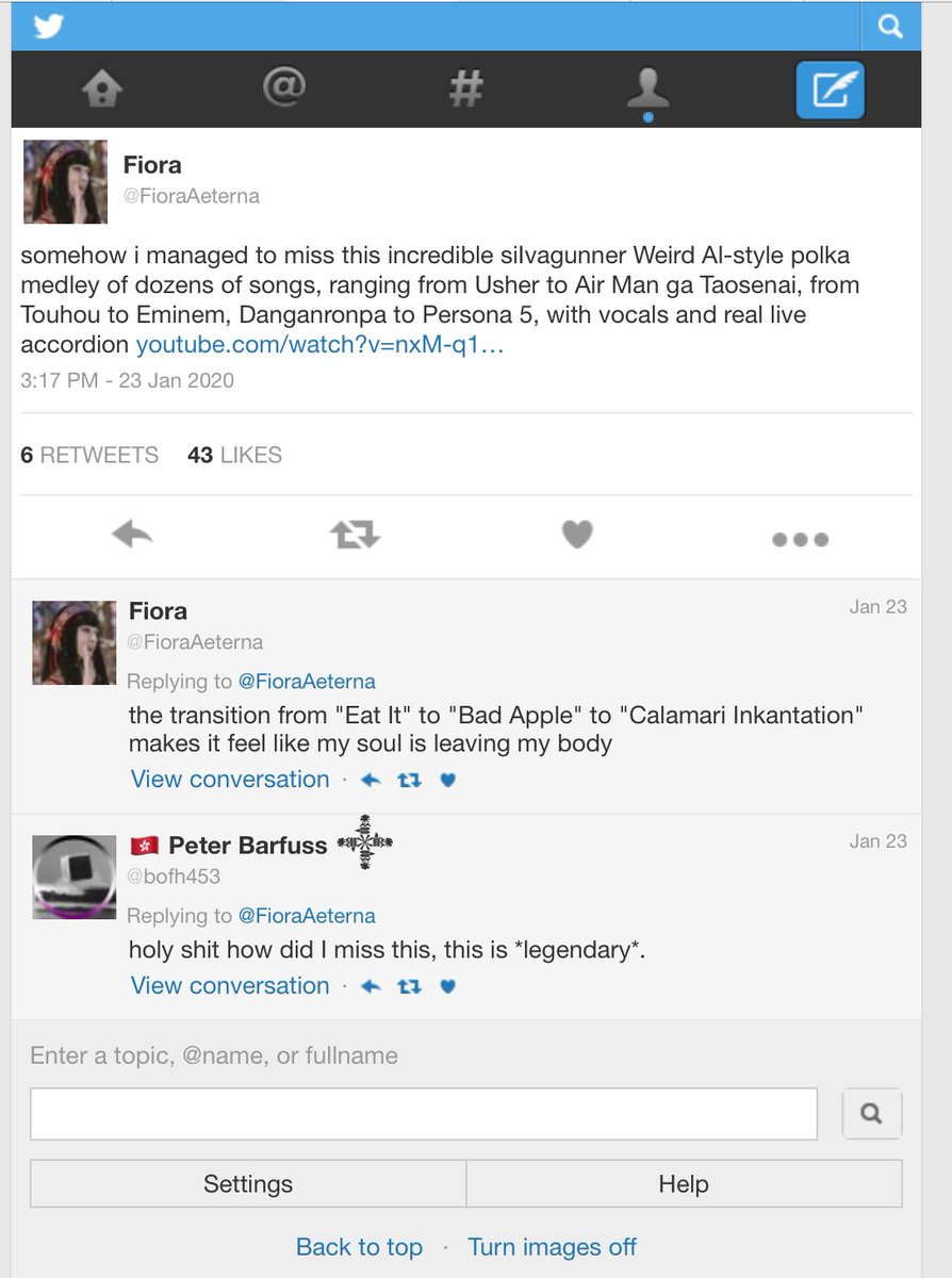 Screenshot of tweet in an older twitter mobile interface 