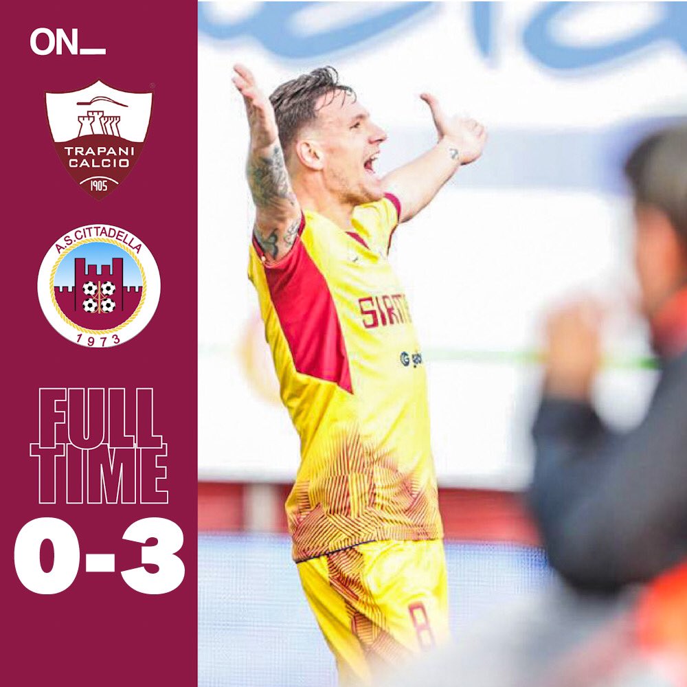 ascittadella73's tweet photo. π§π₯ππ£ππ‘π | πππ§π§ππππππ 0 - 3
π FINISCE QUI A TRAPANI!
3 gol per ritornare ai 3 punti!!ππ»πͺπ»
#TraCit #SerieBKT #ForzaCitta https://t.co/JlytvmhMxu