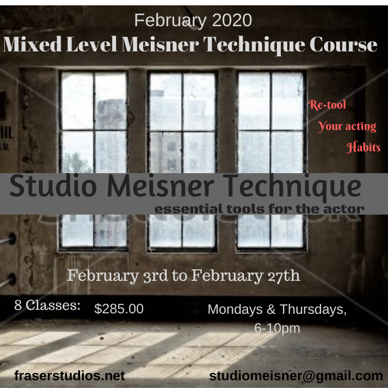 FraserStudiosTO's tweet photo. Getting down to the wire - only a few spots left in our Mixed Level Meisner Technique class - so get in touch and grab one! https://t.co/qygBMWAiEQ https://t.co/OtMOOctF2k