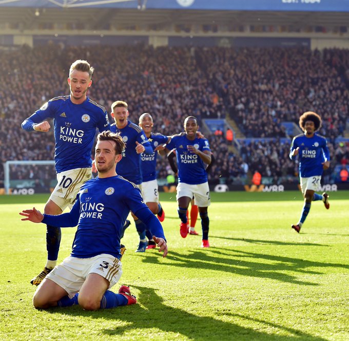 Ben Chilwell celebrates a goal during a match before Covid-19 pandemic. (Credits: Twitter/ Ben Chilwell)