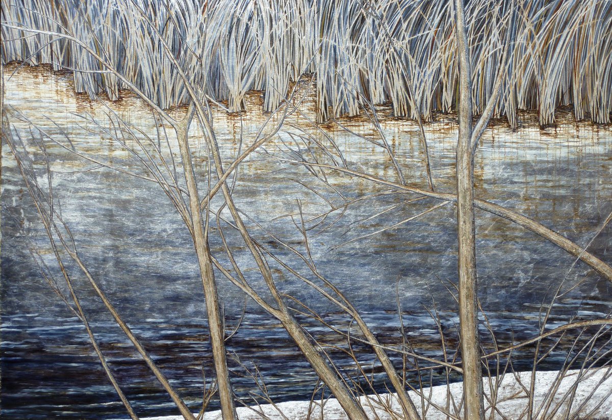 BettiDumi's tweet photo. GELO (Frost)

129.5W x 89.5H x 2.5 cm   Rarefied athmosphere of a frozen winter landscape. Silver leaf, inks, oil colors and glass colors on chalk prepared honeycomb core wood panel.

https://t.co/QH6cLeEVsK
#elisabettaduminuco
#saatchiart https://t.co/eTmlmNK5MY