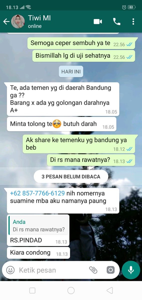 via <a href="/kurniaoktv/">dékur 🍉</a> Teman-teman yg sedang berada di Bandung yg mempunyai gol darah A+ dan bersedia mendonorkan darahnya untuk saudaranya teman aku. Urgent. Terima kasih banyak ya. Cc: <a href="/Blood4LifeID/">BFL INDONESIA</a>
<a href="/DonDarBDG/">Komunitas Donor Darah Bandung</a>

N.b.: bisa menghubungi no yg berada di foto tersebut