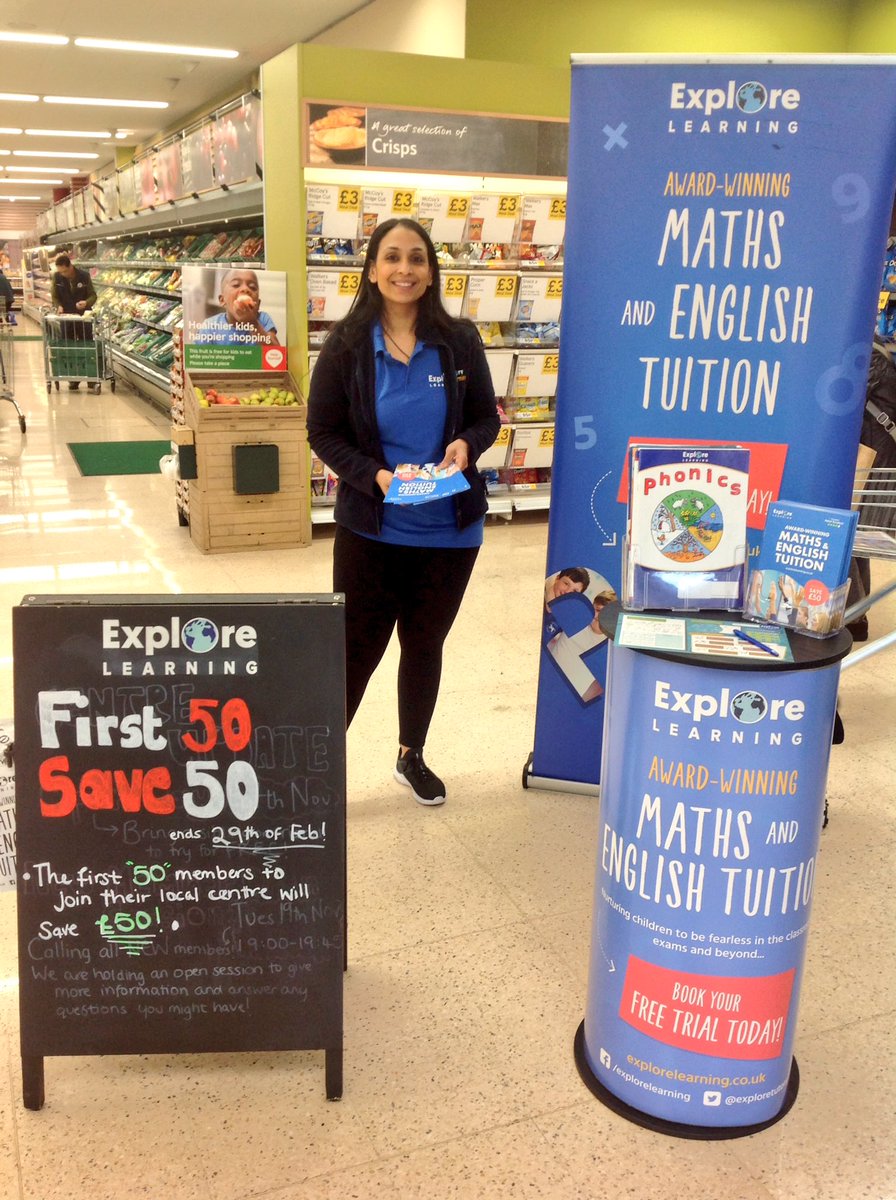 FearlessRuislip's tweet photo. Come along and chat to Rid &amp; Devika today in Tesco Pinner. Find out how you can save £50 when you join Explore Learning in February (and help us out with our devilish zoo brain teasers too)! #first50save50 #FearlessLearners https://t.co/myBKtvL04s