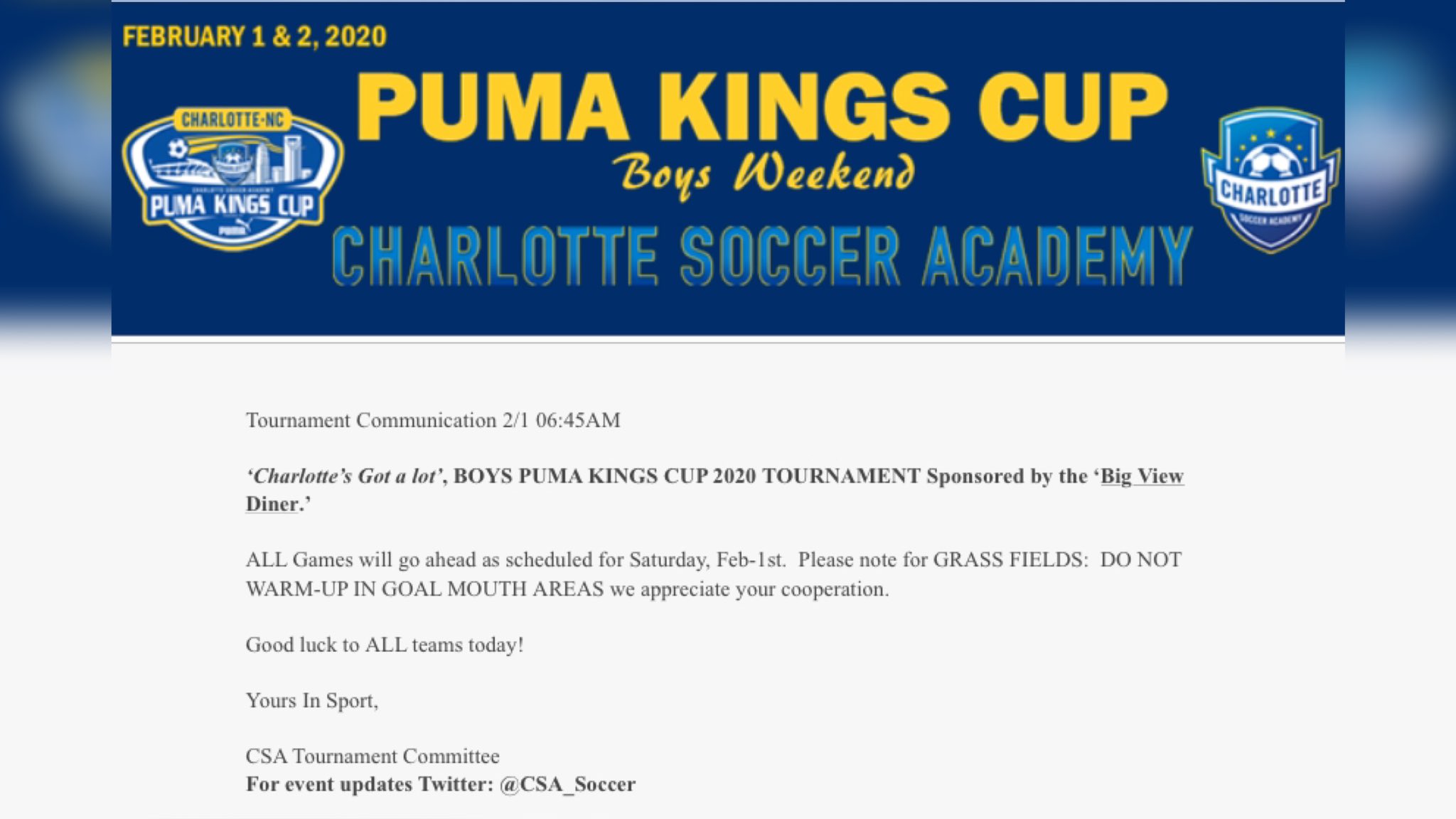 charlotte soccer academy tournaments