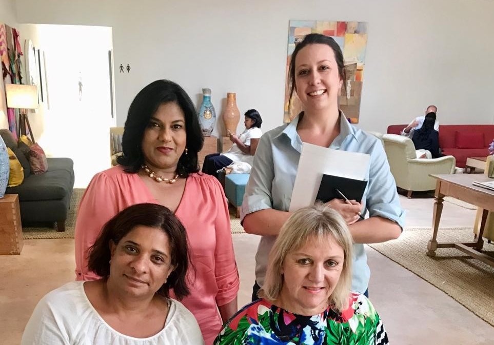 iccec2021's tweet photo. @Keymenthri Moodley planning the Conference Gala Dinner with Janine Koeries, Suné van Rooyen @ConsultusSA and Kimberly Muller @SpierWineFarm https://t.co/fCtK62oZIr