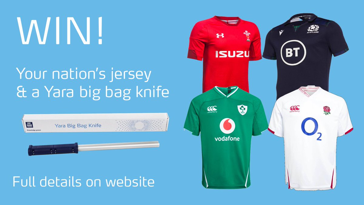 Yara_UK's tweet photo. Yara are giving farmers from each of the home nations a chance to win an offficial six nations rugby jersey in our free draw when buying a booster range fertiliser #Rugby #SixNations #England #Scotland #Wales #Ireland - More info https://t.co/JAA2Lx0k0K https://t.co/1ogIBdoUK8