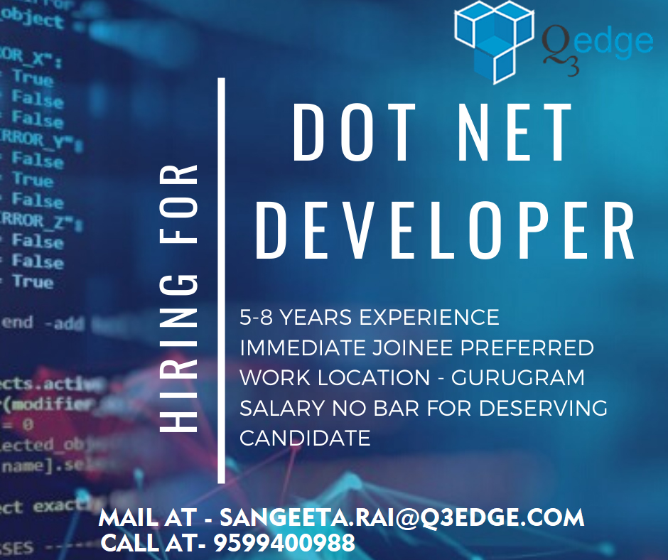 BPMAsia's tweet photo. Hiring For Dot Net Developer With 5-8 years of Experience. Work Location - Gurugram
Salary - No Bar For Deserving Candidate
#Hiring #jobs #job #getajob #opportunity #employment #developer #dotnet https://t.co/4vATLeVPaj