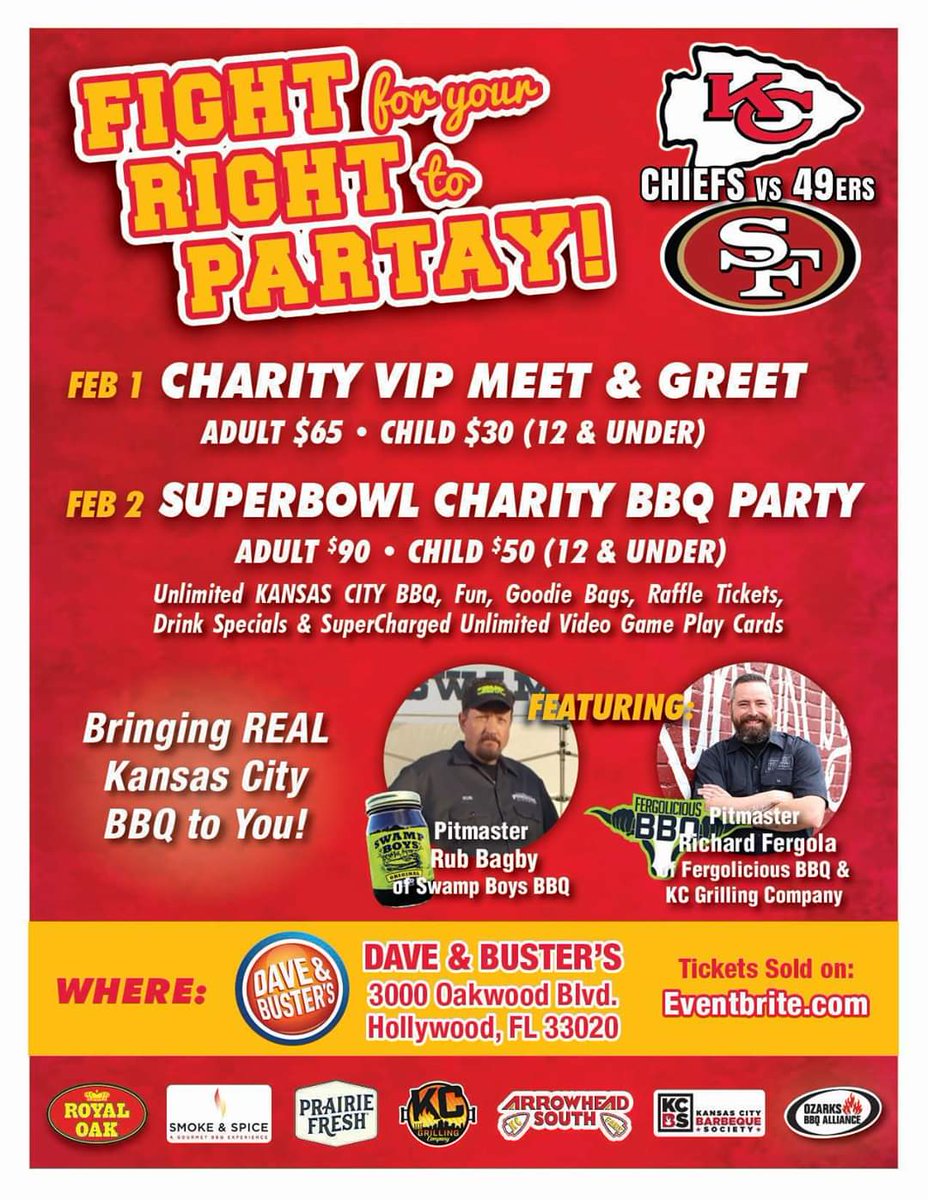 BBQPitchman's tweet photo. @PaulAdlerTV go check out the chiefs party at dave and buster's in Hollywood, fl. https://t.co/uXXG8o1G6s