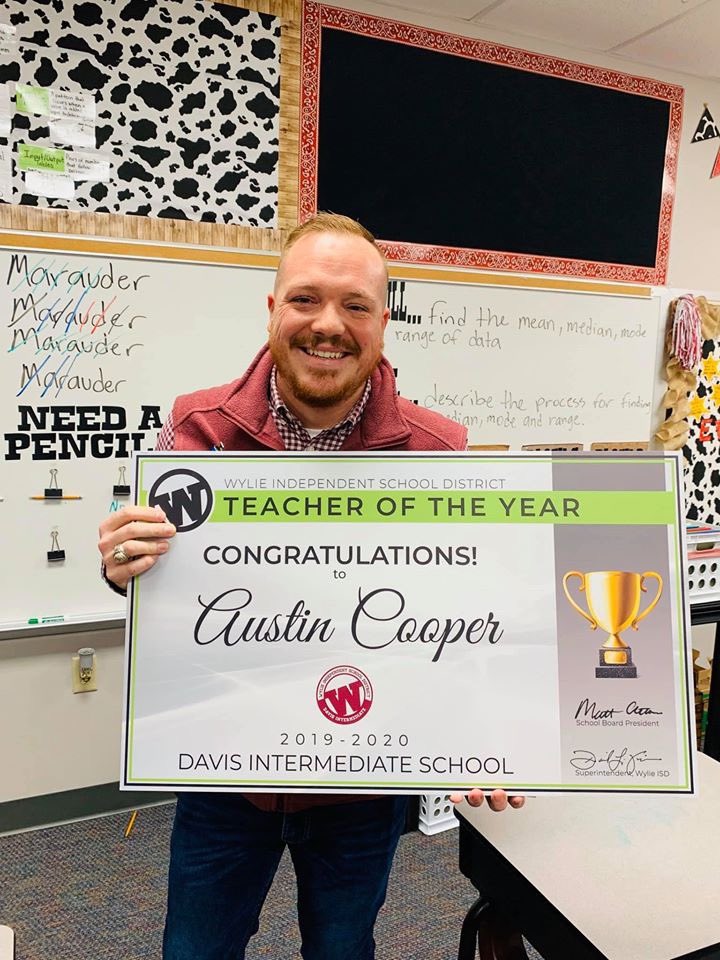 mrcooper5th's tweet photo. Words still cannot describe how honored and blessed I feel to be awarded Davis Teacher of the Year. Thankful for all the support I have around me! #betheplus2 #DavisMarauders #rideforthebrandWISD https://t.co/UtTRoGP0ue