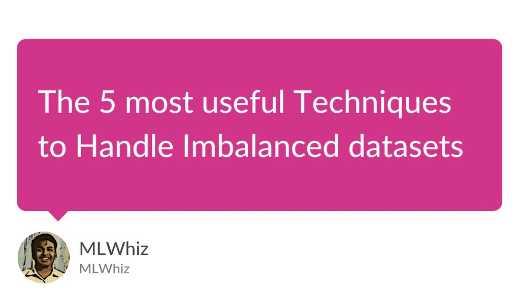 The 5 most useful Techniques to Handle Imbalanced datasets: bit.ly/2GtCiHY

#datascience #python #machinelearning