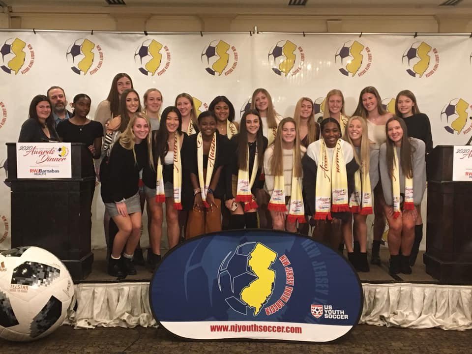 PSA_North's tweet photo. Proud to see our PSA National U16 &amp; U19 girls teams recognized, along side ‘02 forward Luke Marolda (Allan B Sinclair Scholarship) at the @NJYouthSoccer awards night at Pines Manor last night! #WeArePSA #PSAproud #PSAfamily #celebrations #NJYS https://t.co/BQP2yM4suI