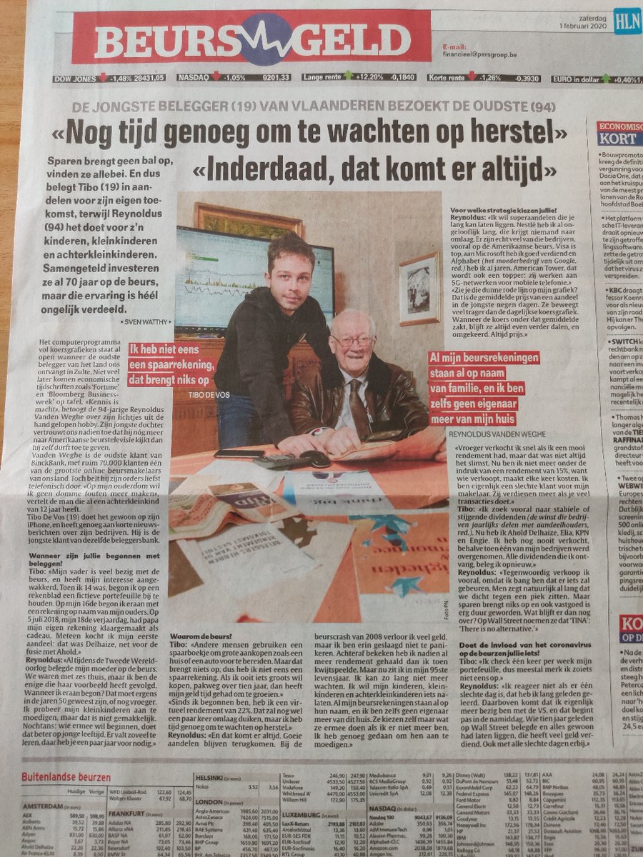 Onze jongste en oudste belegger zijn 19 en 94 jaar oud. Beiden Zelf Beleggers én Laten Beleggers. <a href="/HLN_BE/">HLN.BE</a> bracht ze samen en dat resulteerde in een boeiend gesprek. #sparenvsbeleggen