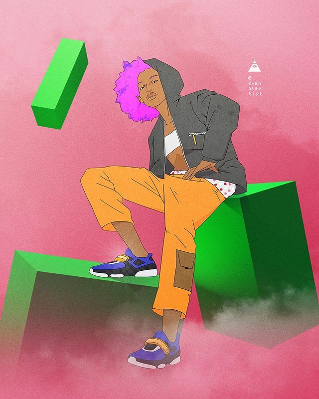 evanstential's tweet image. purple hair, don’t care. 🍇 •
•
•
#artsy #toothgap #mindthegap #afro #WOC #chill #float #cube #3D #plugs #blackinstagram #blackgirlmagic #sneakers #evanstential💀