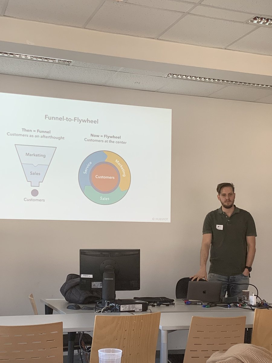It‘s #coscamp time again! Listening to <a href="/attentionfox/">Dominik Berger</a> about the inbound marketing flywheel model. Delighting customers on all levels truly is the most important but also the most challenging part. <a href="/ContentGraz/">Content Graz</a>
