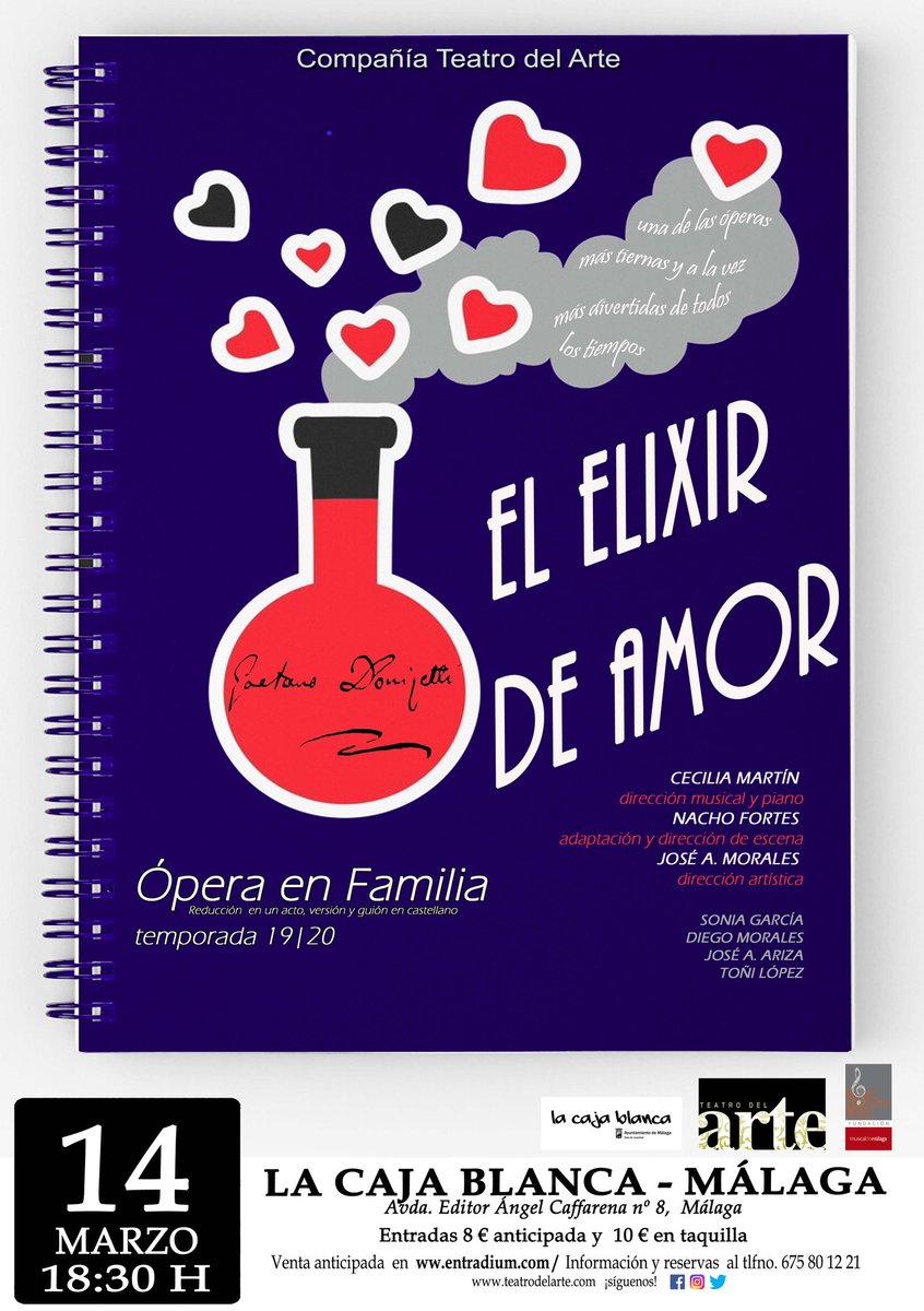 teatro_del_arte's tweet photo. Estrenamos en #Malaga #Elelixirdeamor os presentamos una nueva visión divertida y renovada, adaptada y con matices que hacen que sea mucho más amena y cómica para un público familiar y más joven no tan acostumbrado al teatro... sobretodo garantizamos diversión. @MalagaJuventud https://t.co/1gVpxeQxG3